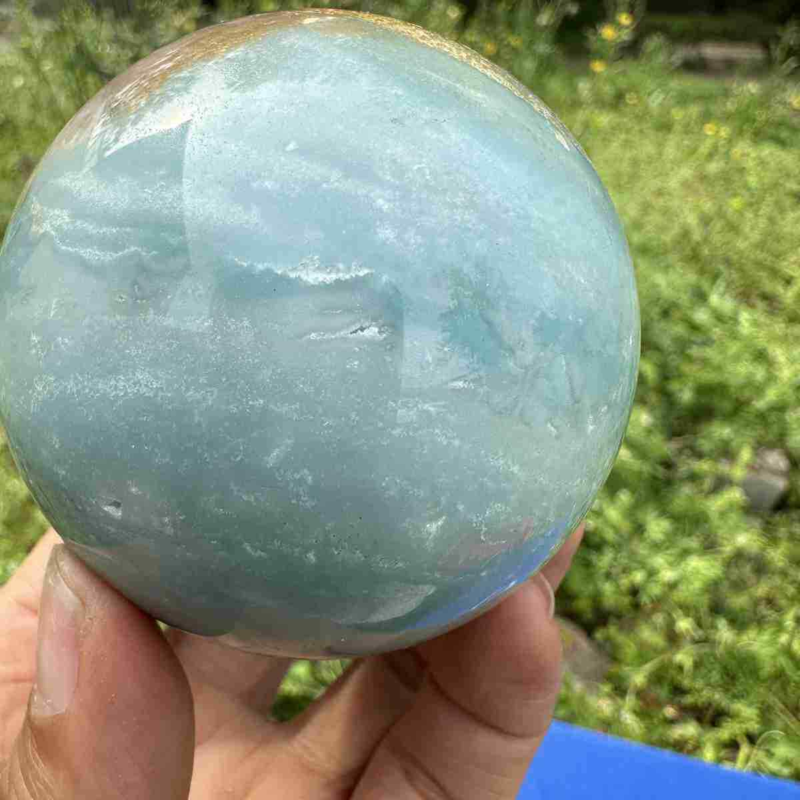 375g Natural Amazonite Quartz Sphere Crystal Polished Ball Reiki Healing Decor