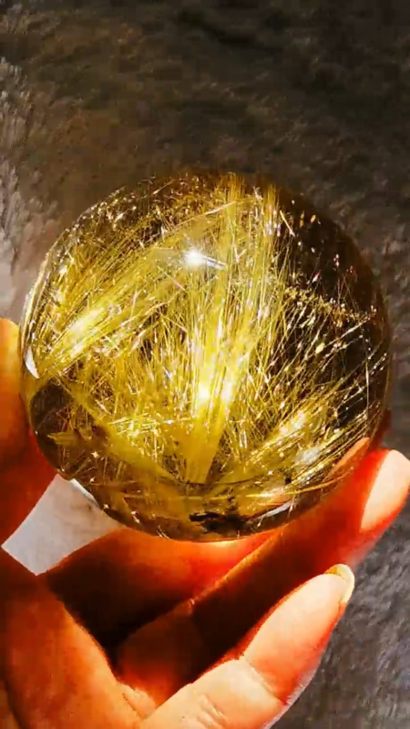 Museum Collection Tibetan High Altitude Gold Rutilated Ball Sphere Orb Gem 2.4'