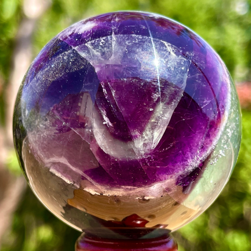 393G Rare natural snowflake feather fluorite crystal ball therapeutic ball