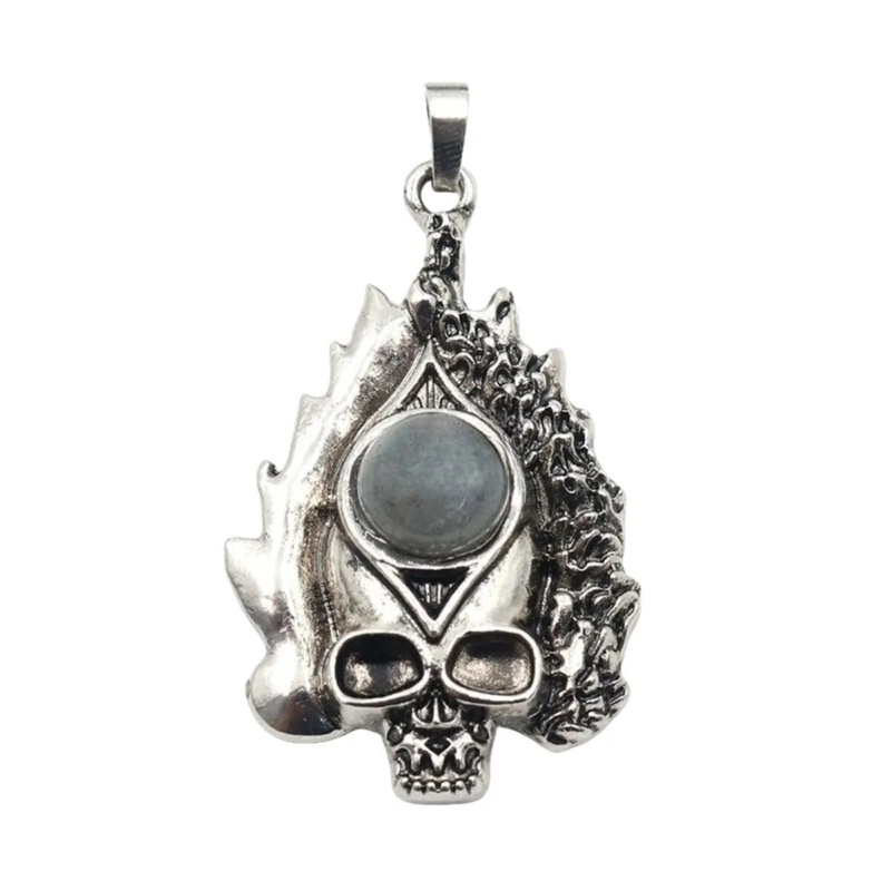 3P Fashion Gothic Skull Keychain Silver Skeleton Stone Pendant Keyring Jewelry