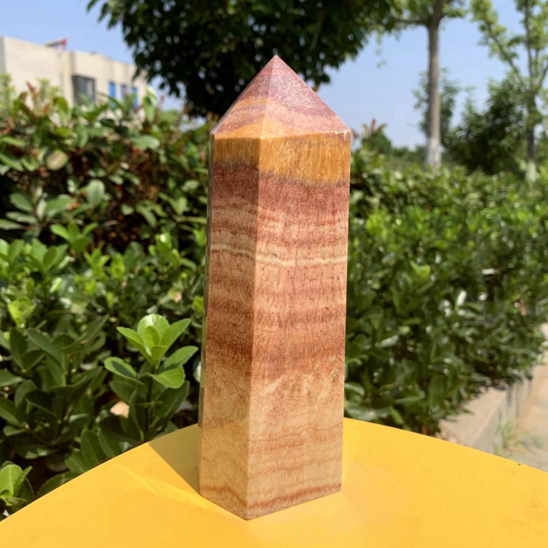 1084g Natural Pork Stone Quartz Obelisk Crystal Wand Point Tower Reiki Healing