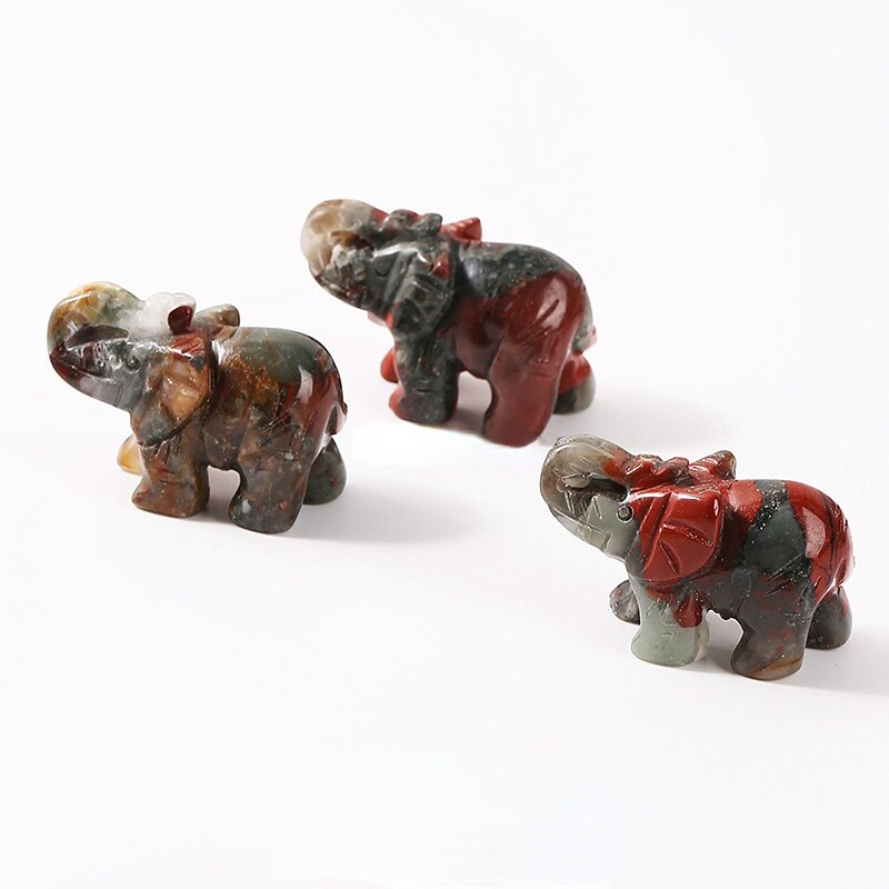 Natural Quartz Baby Elephant Stone Crystal Healing Carved Gemstone Animal Decor