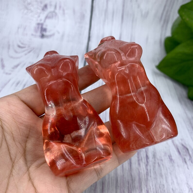 1PC Red Melting Stone Goddess Crystal Carved Reiki Heal Collection Heal gift