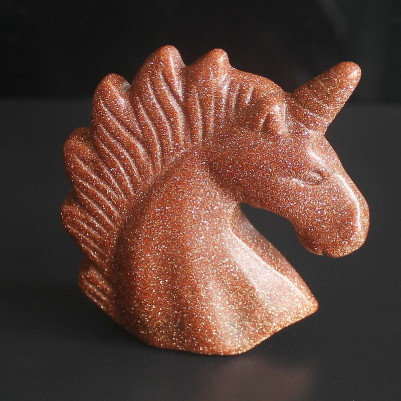 HLbshi Hand Carved Mixed Gemstone quartz crystal Unicorn animal Figurine Carving