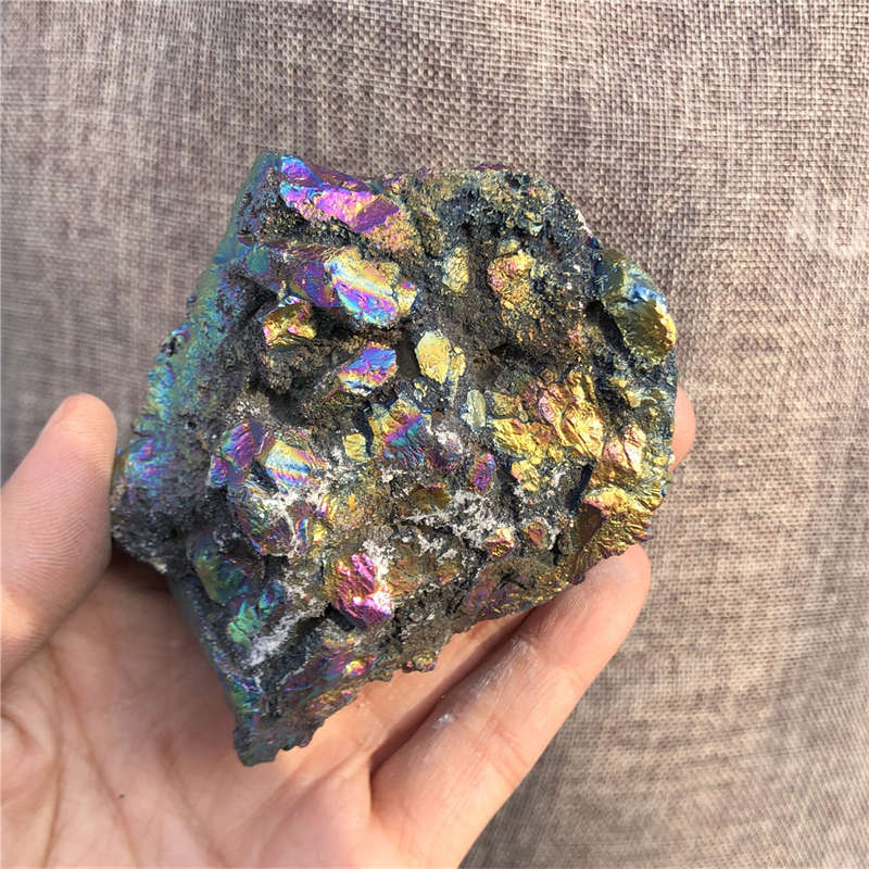 200g Electroplate Rainbow cluster quartz crystal mineral specimen reiki healing