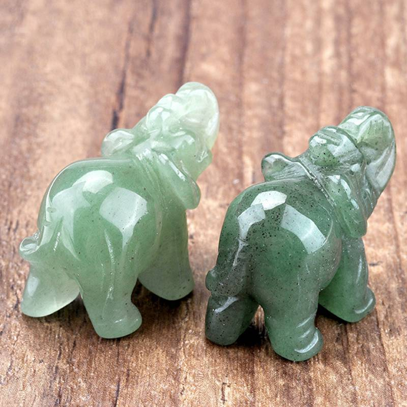 Natural Quartz Baby Elephant Stone Crystal Healing Carved Gemstone Animal Decor