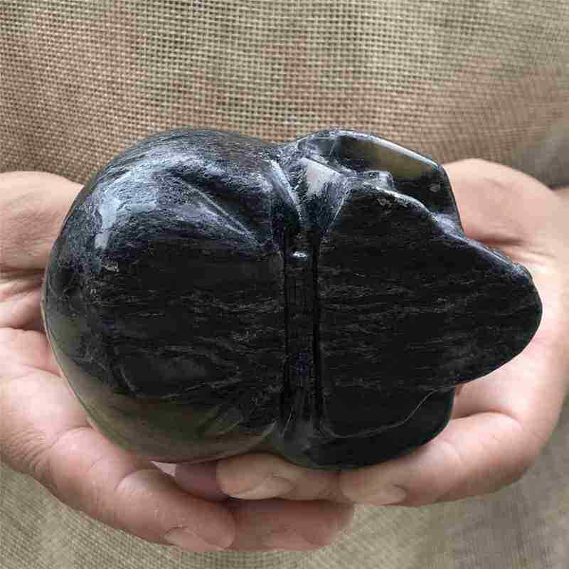 0.56kg Natural black jade quartz skull carved Quartz Crystal skull Healing