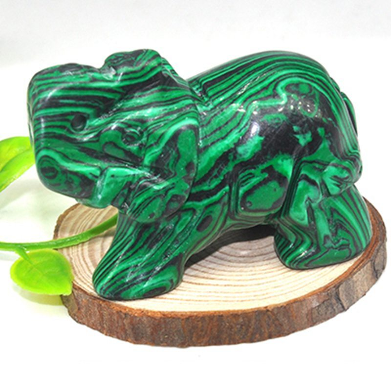 Natural Quartz Baby Elephant Stone Crystal Healing Carved Gemstone Animal Decor