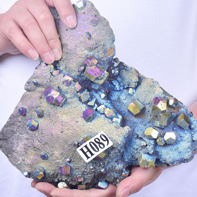 5.75LB Electroplated quartz Calcite mineral specimen for spiritual healing