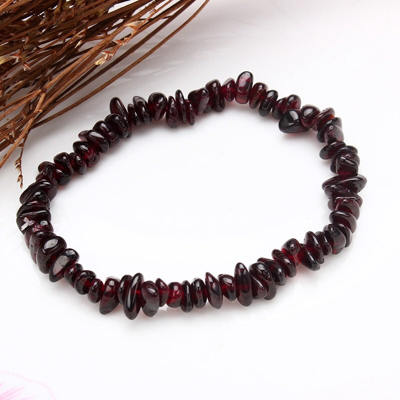 Natural Red Garnet Quartz Crystal Chakra Chip Stone Stretch Bracelet Reiki Gift