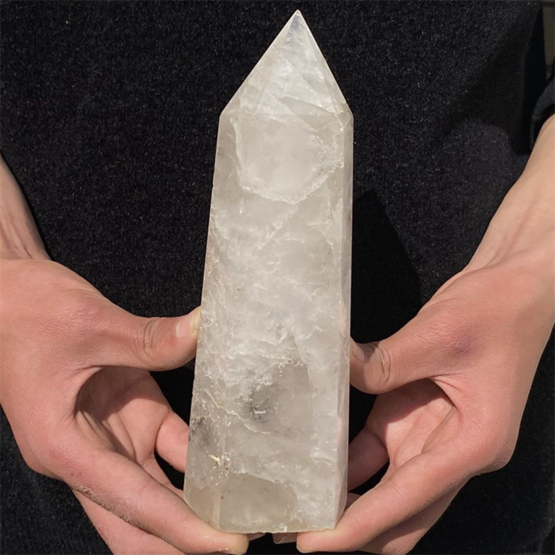 950gNatural  White Quartz Obelisk Crystal Wand Point Healing Mineral Stone