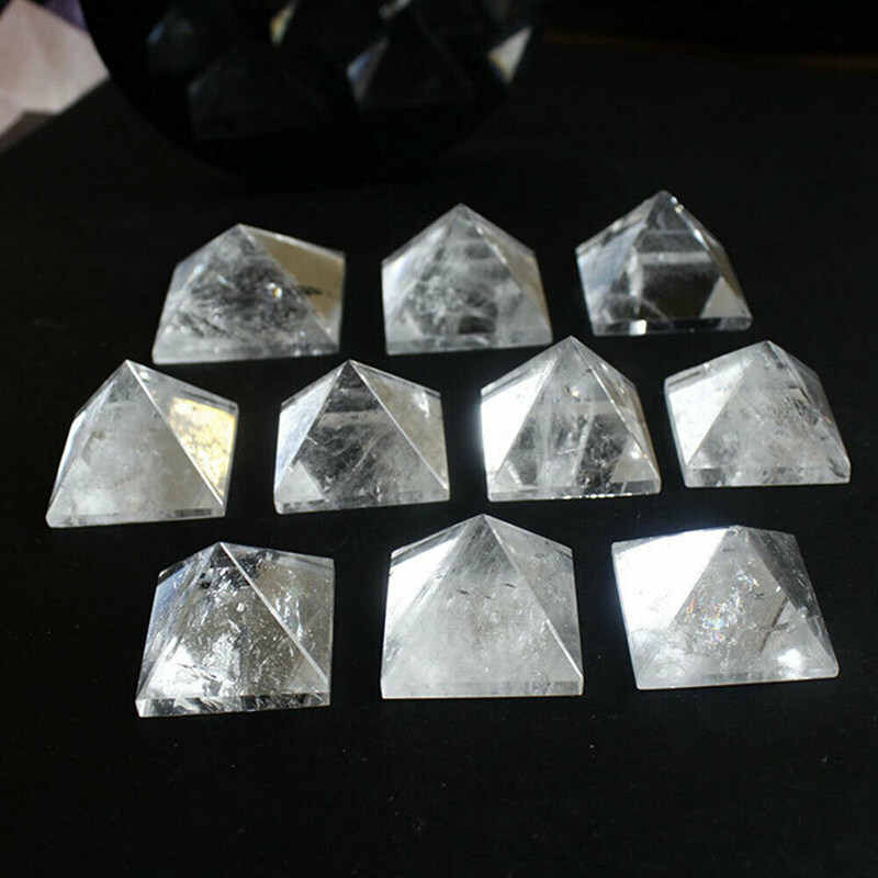 Natural Clear Quartz Crystal Orgone Energy Pyramid Healing Mineral Stone Tower