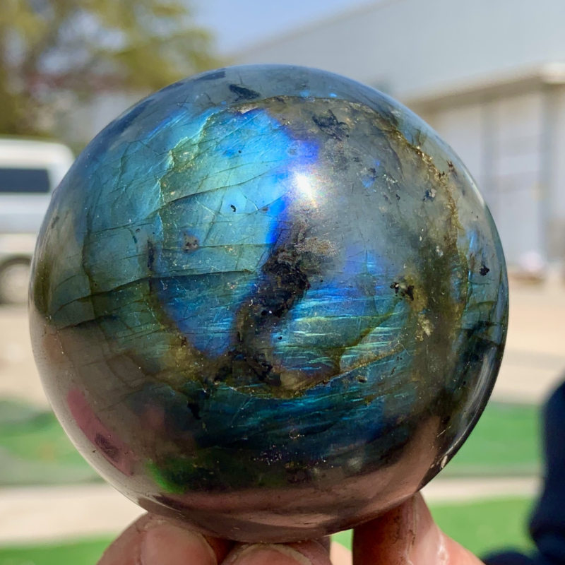 366G Natural Gorgeous Labradorite QuartzCrystal Stone Specimen ball Healing