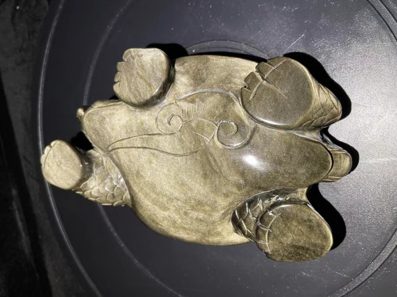 3.08LB Natural Quartz gold obsidian Skull Hand Carving Crystal Skull Reiki