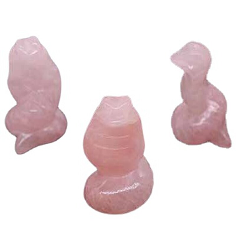 Natural Quartz Crystal Skull Carved Snake Healing Stone Viper Cobra Animal Decor