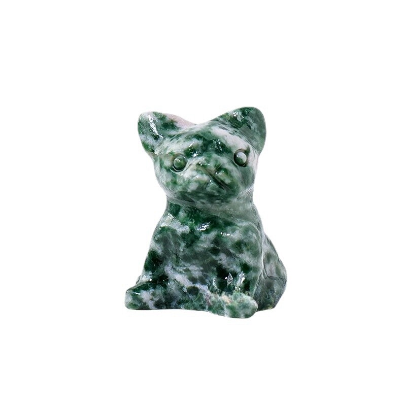 3cm Natural Quartz Crystal Carved Rough Stone French Bulldog Energy Animal Decor