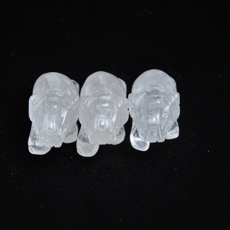 Natural Quartz Baby Elephant Stone Crystal Healing Carved Gemstone Animal Decor