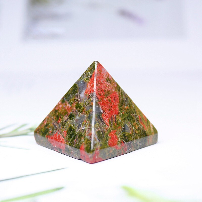 Natural Unakite Epidote Quartz Crystal Orgone Energy Pyramid Healing Stone Tower