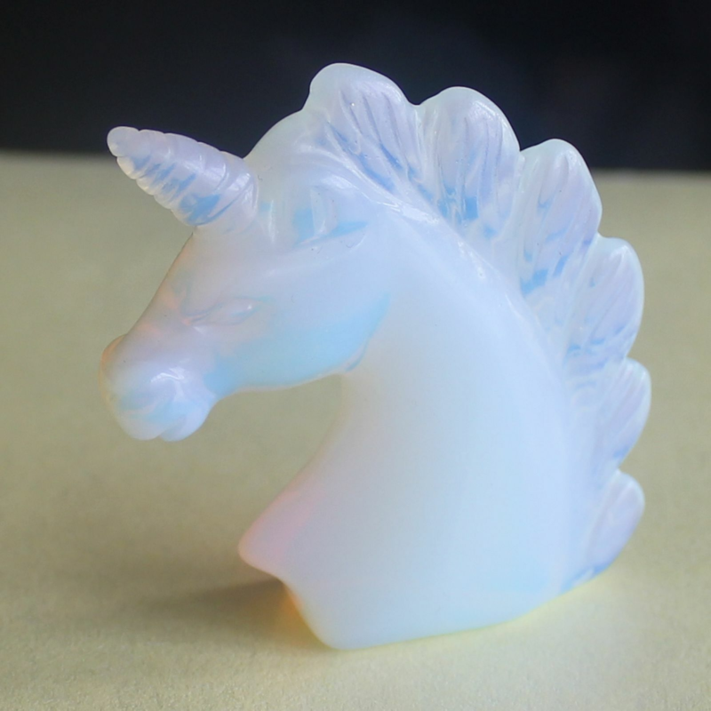 HLbshi Hand Carved Mixed Gemstone quartz crystal Unicorn animal Figurine Carving
