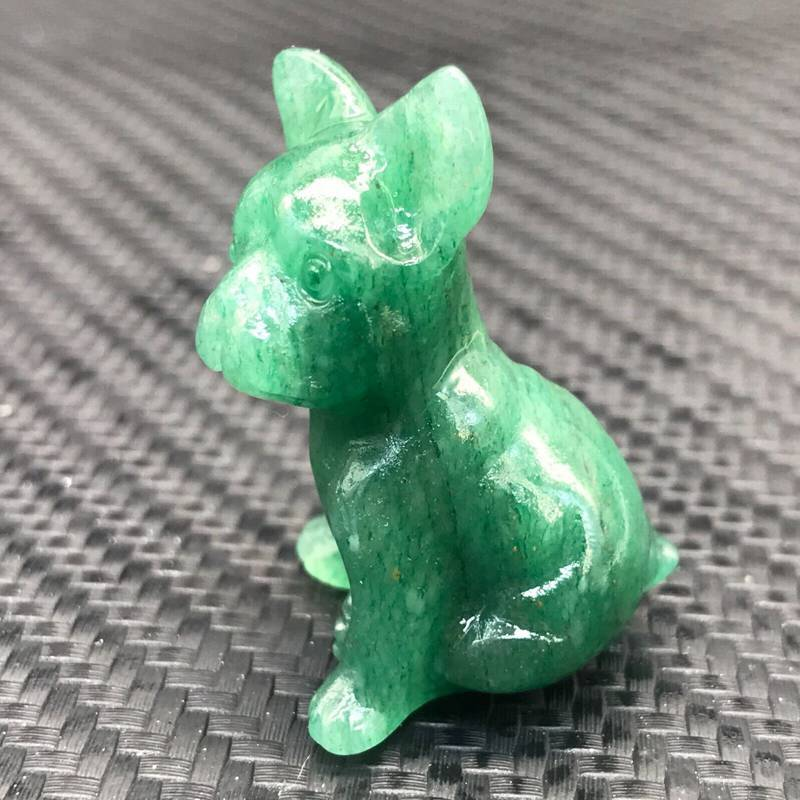 Natural Quartz Crystal Carved Rough Stone French Bulldog Healing Animal Decor