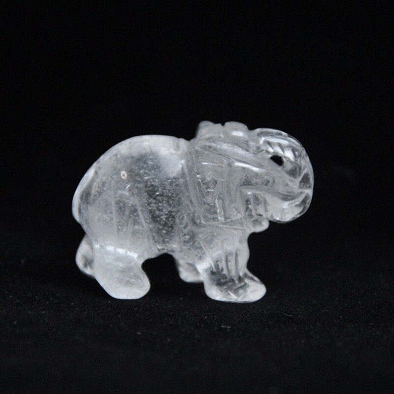 Natural Quartz Baby Elephant Stone Crystal Healing Carved Gemstone Animal Decor