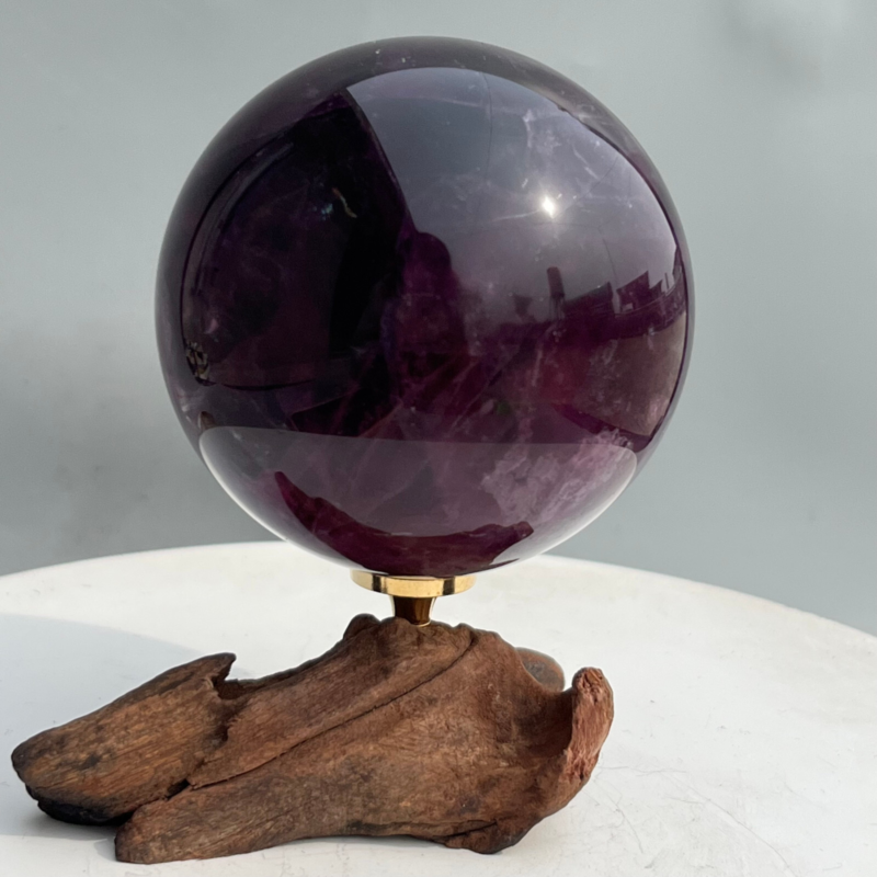 580g Natural Fluorite ball Colorful Quartz Crystal Gemstone Healing + Stand