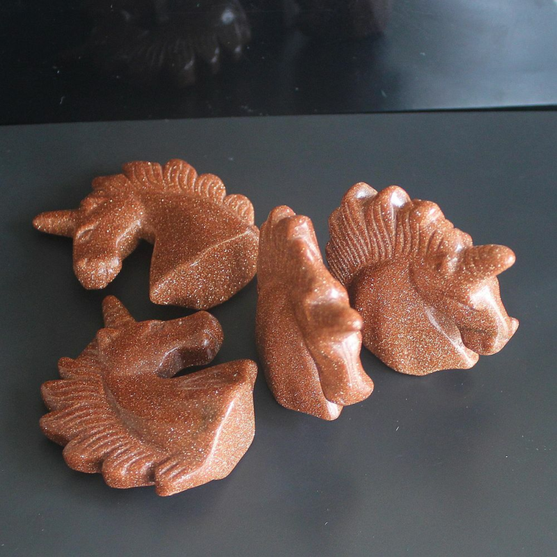 HLbshi Hand Carved Mixed Gemstone quartz crystal Unicorn animal Figurine Carving