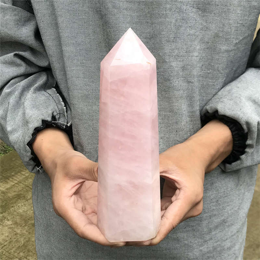 1.06kg Natural Rose Quartz Obelisk Quartz Crystal Point Wand Healing Gem