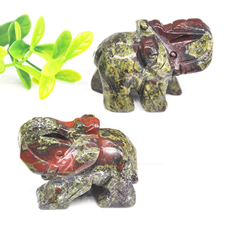 Natural Quartz Baby Elephant Stone Crystal Healing Carved Gemstone Animal Decor