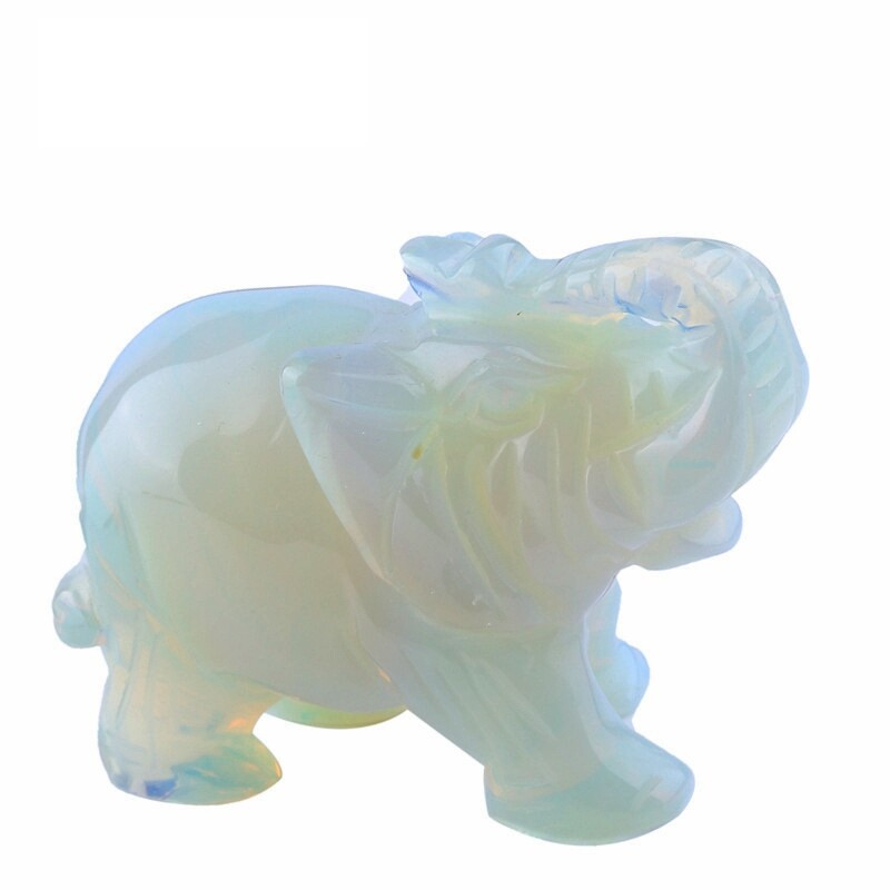 Natural Quartz Baby Elephant Stone Crystal Healing Carved Gemstone Animal Decor