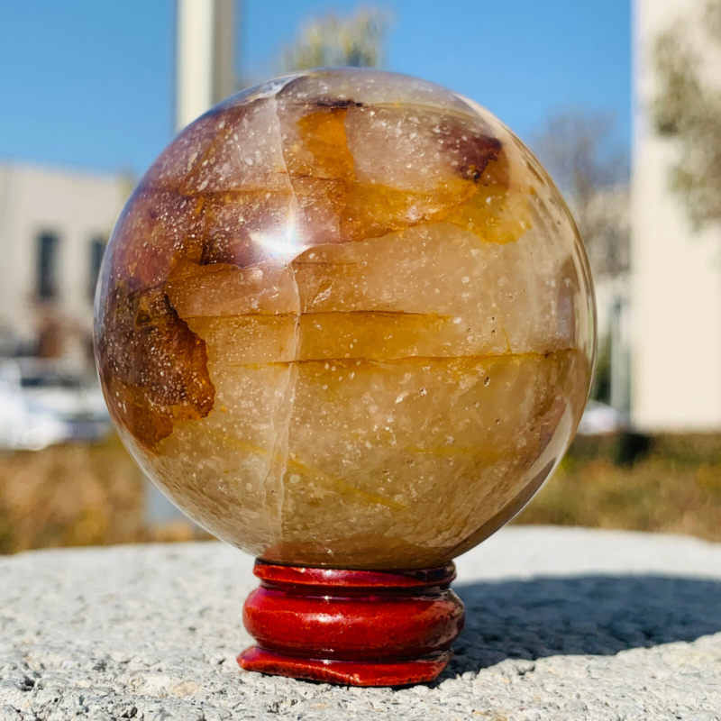 270g Natural Yellow Gum Flower Ball Crystal Sphere Quartz Healing