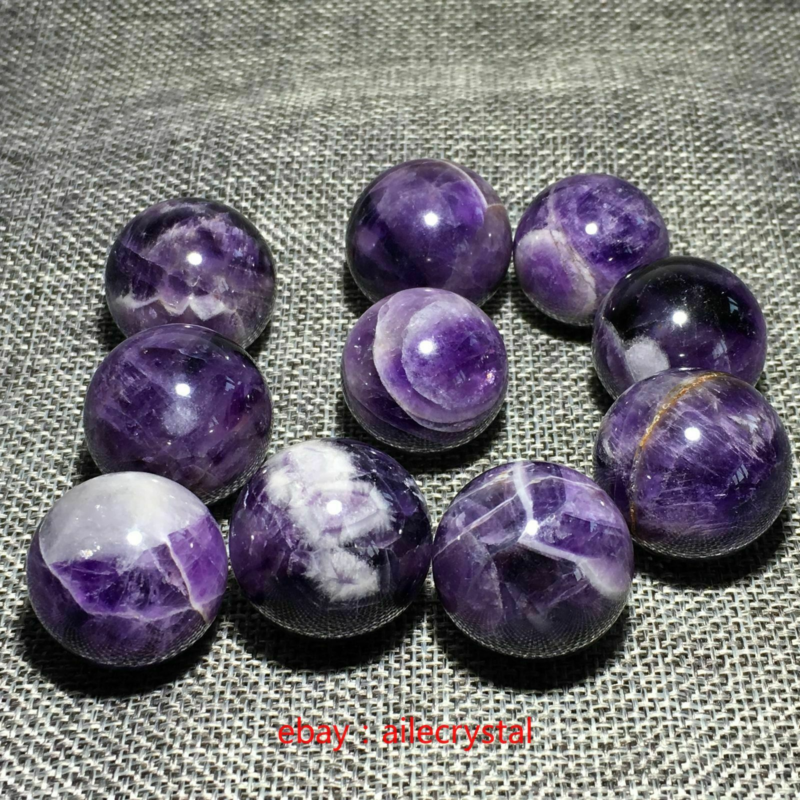 Natural Dreamy Amethyst Sphere Quartz Crystal Ball Reiki Healing 5PCS