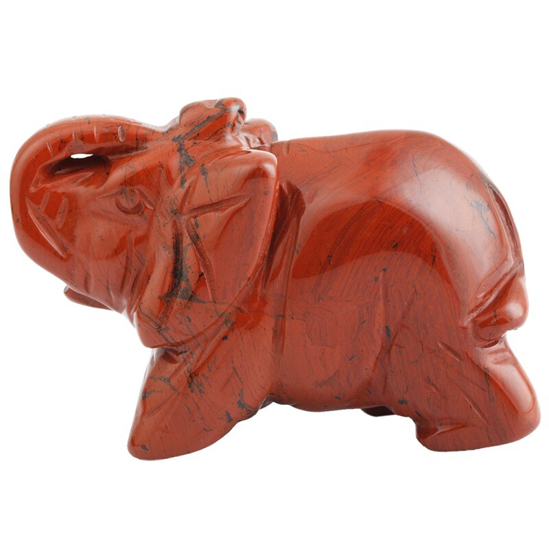 Natural Quartz Crystal Skull Carved Elephant Healing Gemstone Animal Sculpture