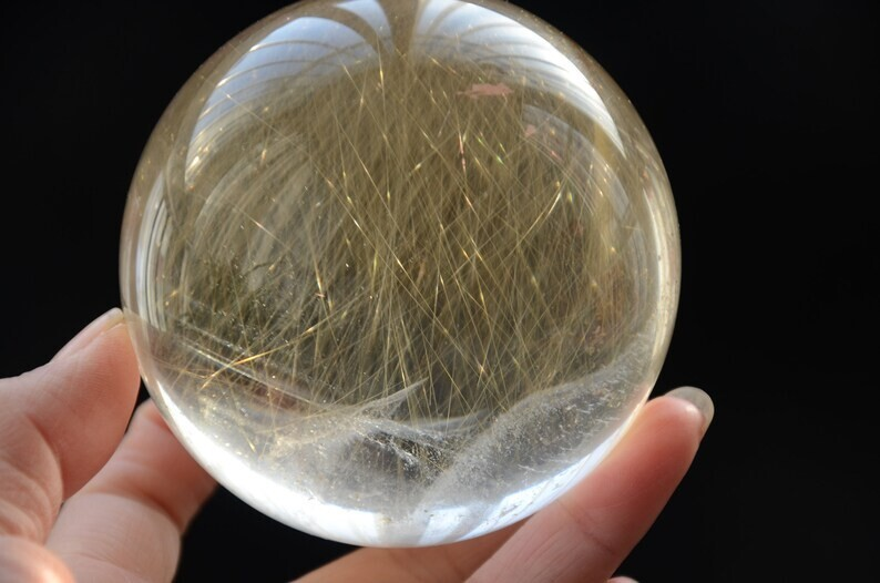 Museum Collection Tibetan High Altitude Gold Rutilated Ball Sphere Orb Gem 3.18'