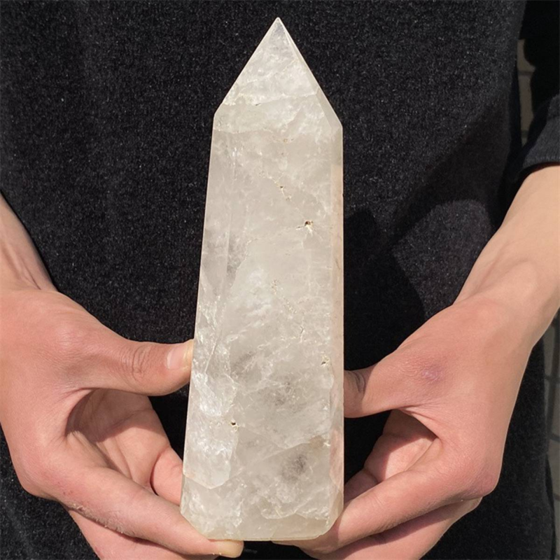 950gNatural  White Quartz Obelisk Crystal Wand Point Healing Mineral Stone