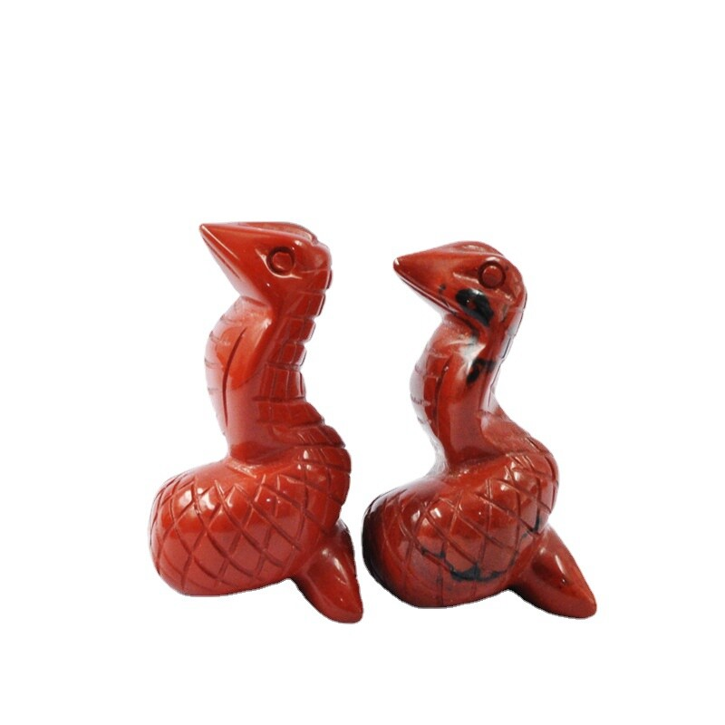 Natural Quartz Crystal Carved Snake Viper Healing Stone Cobra Animal Decor Reiki
