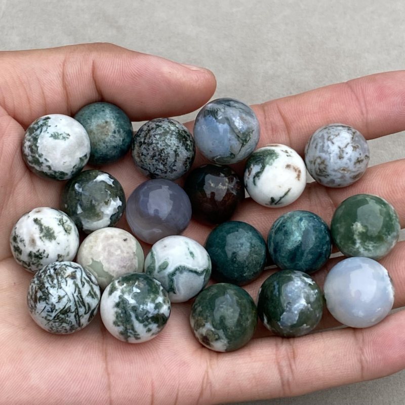 20pcs Wholesale Natural Aquatic agate Ball Quartz Crystal 15mm Sphere+box Reiki