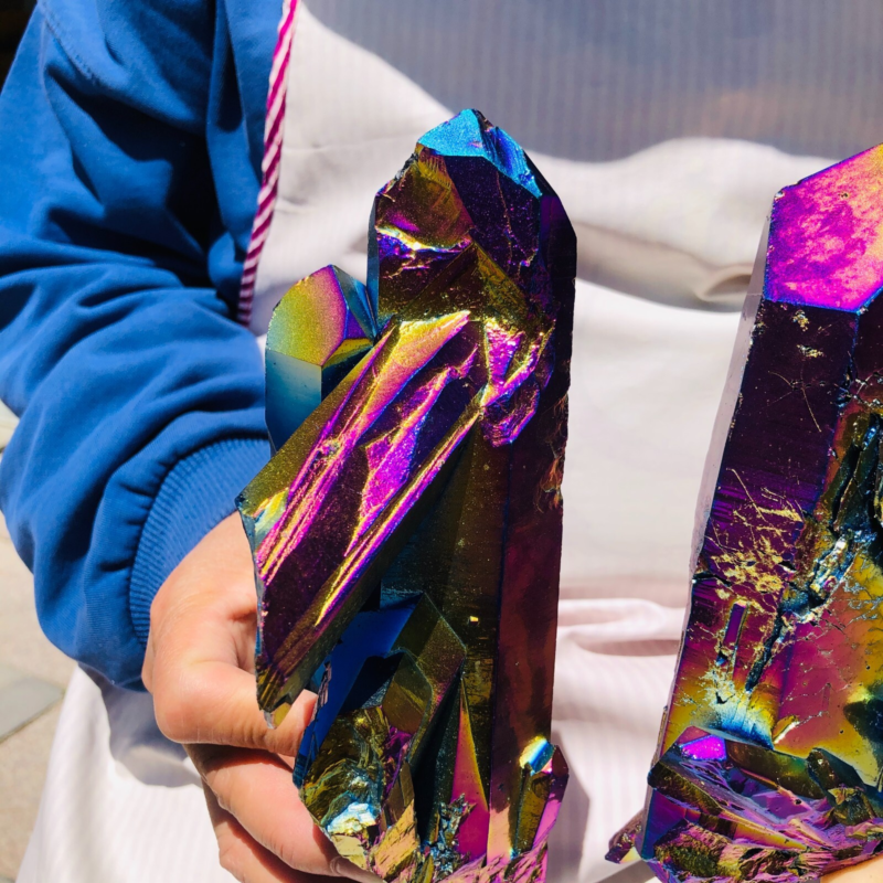 2pieces4.18LB Color Flame Electroplate Quartz Crystal Specimen Healing point 484