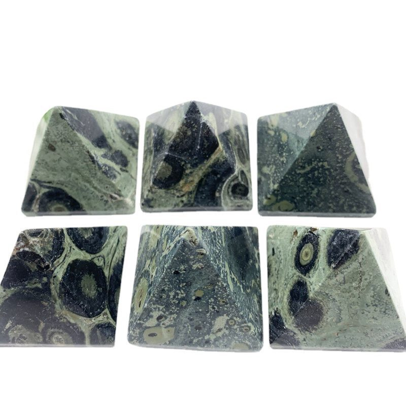 Natural Malachite Stone Peacock Eye Pyramid Quartz Crystal Gemstone Energy Tower