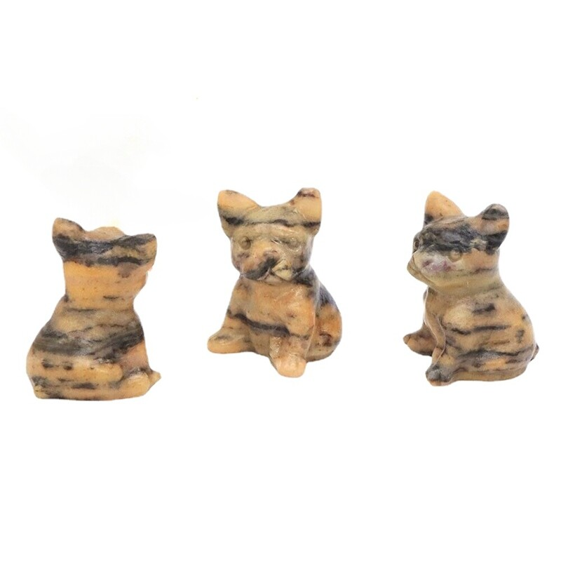 Natural Quartz Crystal Carved Rough Stone French Bulldog Healing Animal Decor