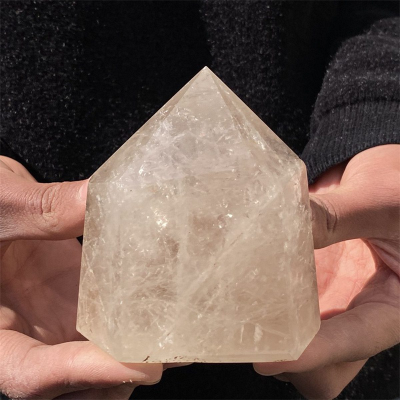 650gNatural  White Quartz Obelisk Crystal Wand Point Healing Mineral Stone