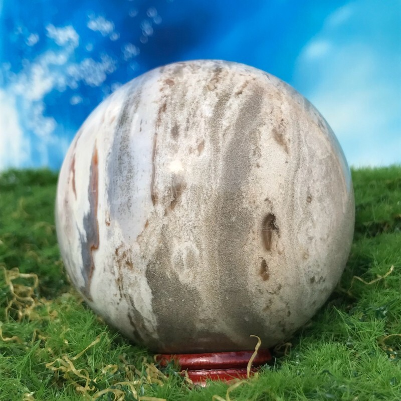 300GNatural Marine Jasper Quartz Ball Crystal Ball Mineral Sample Restoration