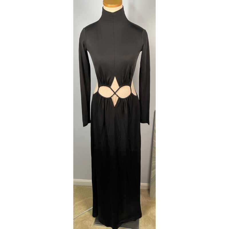 NWT Cult Gaia Black Pippa Cutout Jersey Maxi Gown Size XS