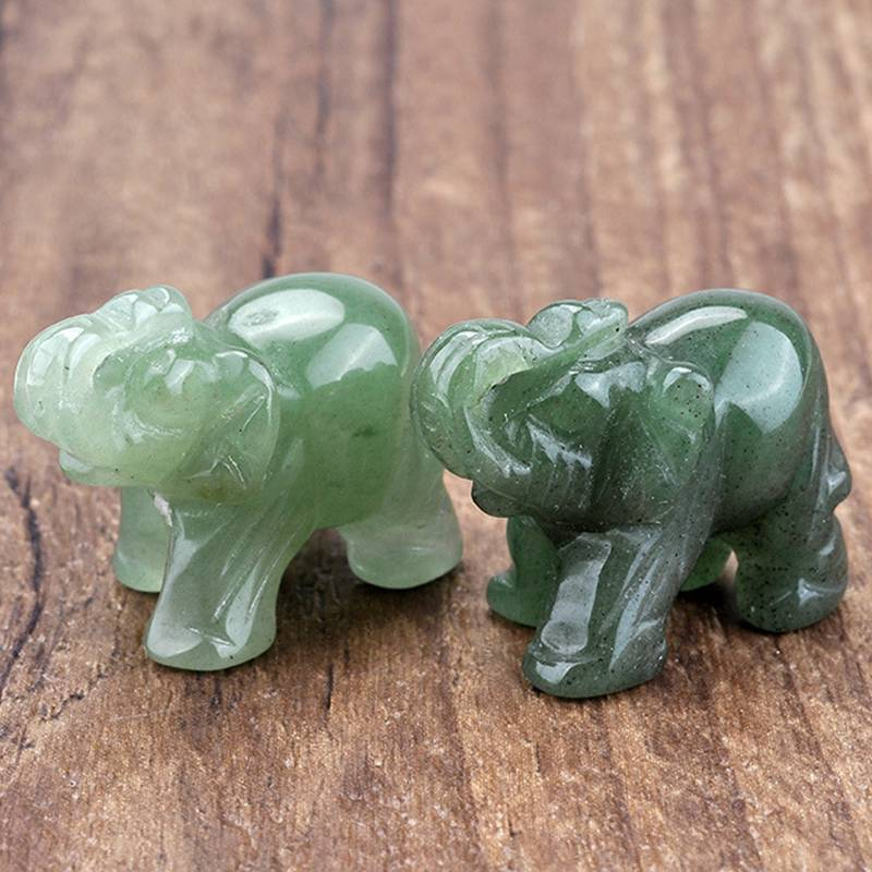 Natural Quartz Baby Elephant Stone Crystal Healing Carved Gemstone Animal Decor