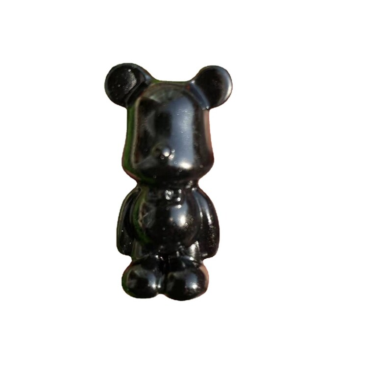 Natural Quartz Crystal Gloomy Little Bear Healing Gemstone Skull Carved Animal