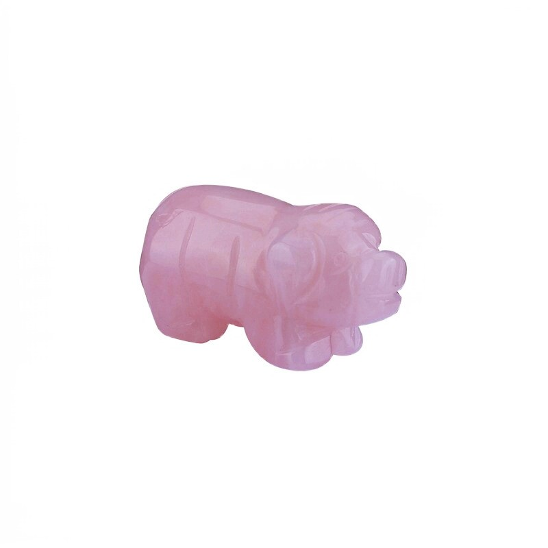 Natural Quartz Crystal Skull Carved Pig Healing Stone Wild Boar Piggy Animal Gem