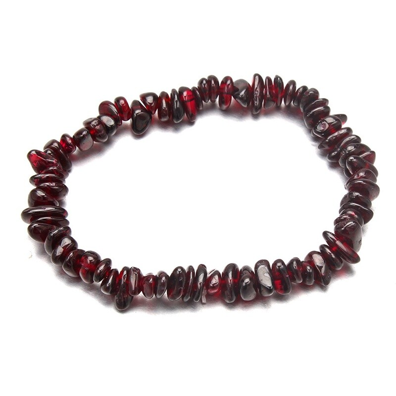 Natural Red Garnet Quartz Crystal Chakra Chip Stone Stretch Bracelet Reiki Gift