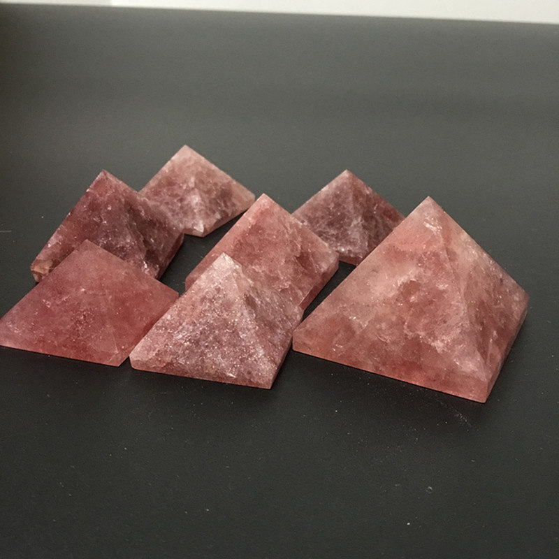 Natural Strawberry Quartz Gemstone Crystal Energy Reiki Mineral Tower Pyramid
