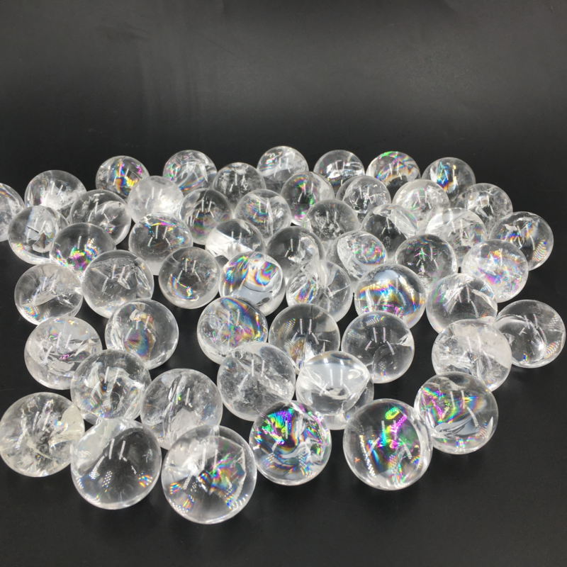 Natural Clear Quartz sphere Rainbow Crystal Ball reiki Healing care 40g+ 2pcs