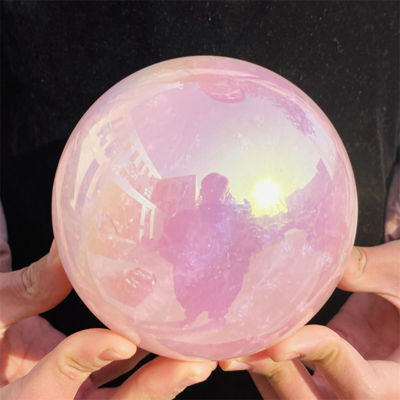 2290g Rose Crystal Ball Treasure electroplated Powder Healing Sphere